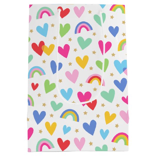 Sweet Love Hearts Rainbow Stars Valentijn Medium Cadeauzakje (Achterkant)