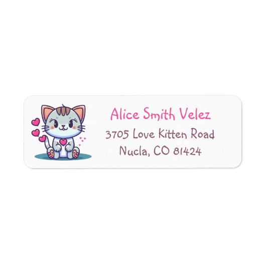 Sweet Love Kitten Return Address Labels (Voorkant)