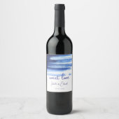 Sweet Love Navy Blue Waterverf Wedding Wijn Etiket (Voorkant)