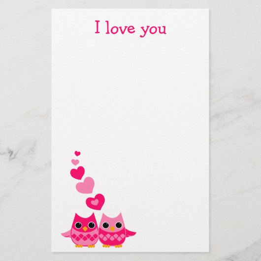Sweet Love Owls Briefpapier (Voorkant)