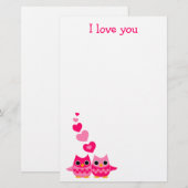 Sweet Love Owls Briefpapier (Voorkant / Achterkant)