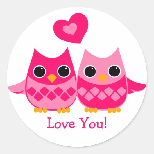 Sweet Love Owls Ronde Sticker (Voorkant)