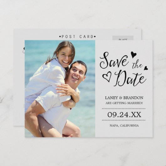 Sweet Love Photo Save the Date Briefkaart (Voorkant / Achterkant)