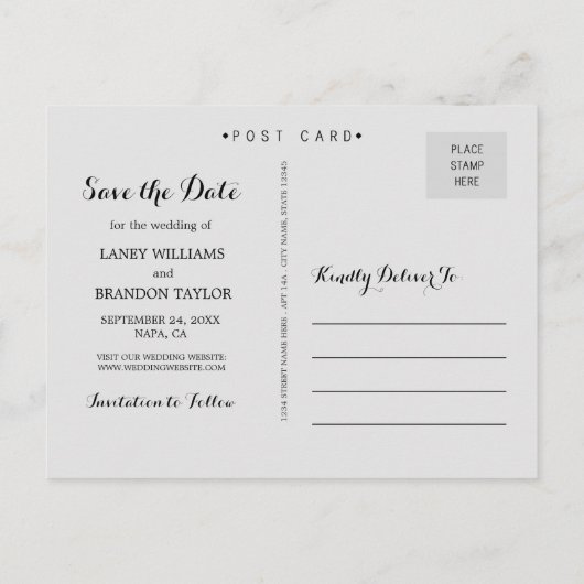 Sweet Love Photo Save the Date Briefkaart (Achterkant)