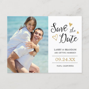 Sweet Love Photo Save the Date Briefkaart / Goud