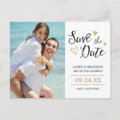 Sweet Love Photo Save the Date Briefkaart / Goud (Voorkant)