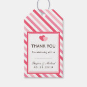 Sweet Love Pink Stripes Pattern Wedding Gift Label Cadeaulabel (Voorkant)