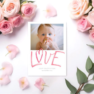 Sweet "LOVE" Pink Waterverf Valentijnsdag Kaart