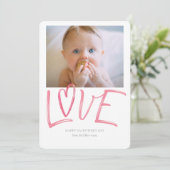 Sweet "LOVE" Pink Waterverf Valentijnsdag Kaart (Staand voorkant)