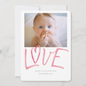 Sweet "LOVE" Pink Waterverf Valentijnsdag Kaart (Voorkant)