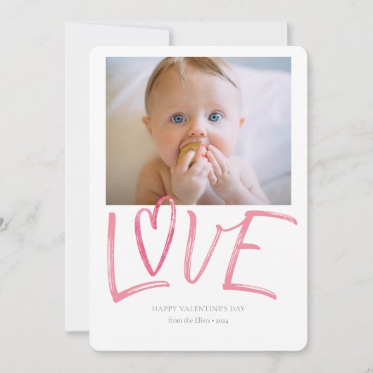 Sweet "LOVE" Pink Waterverf Valentijnsdag Kaart (Voorkant)