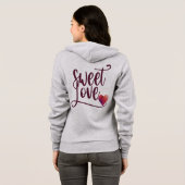 Sweet Love Red Heart Design Full-Zip Hoodie (Achterkant volledig)