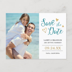 Sweet Love Save the Date Briefkaart / Blauwgroen a
