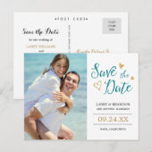 Sweet Love Save the Date Briefkaart / Blauwgroen e (Voorkant / Achterkant)