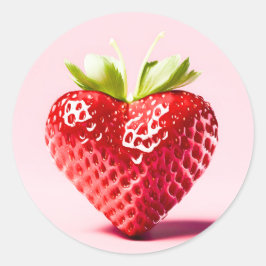 Sweet Love Strawberry – Hartvormig liefdessymbool Ronde Sticker