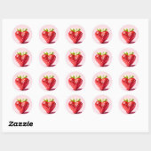 Sweet Love Strawberry – Hartvormig liefdessymbool Ronde Sticker (Vel)