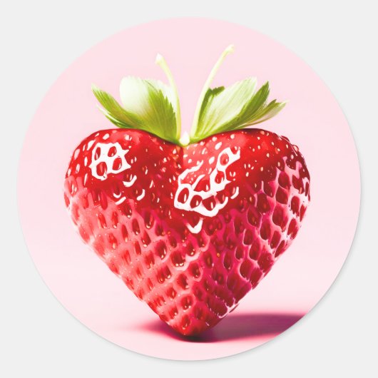 Sweet Love Strawberry – Hartvormig liefdessymbool Ronde Sticker (Voorkant)
