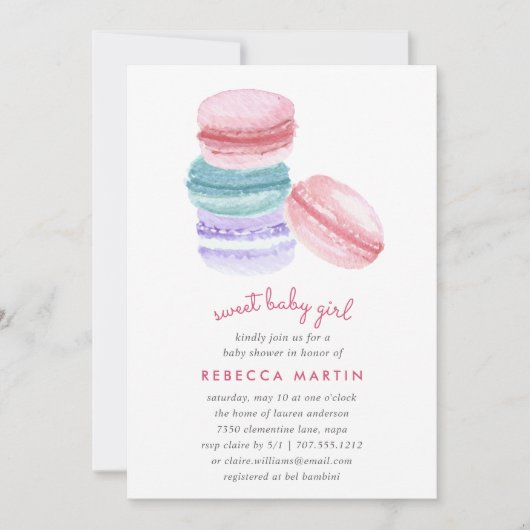 Sweet Love | Uitnodiging Baby shower Macaron (Voorkant)