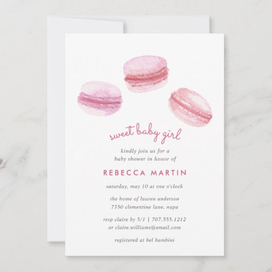 Sweet Love | Uitnodiging tot Baby shower van Roze  (Voorkant)