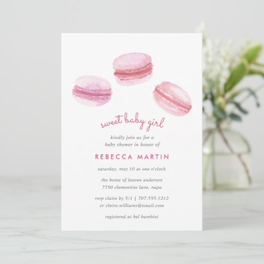 Sweet Love | Uitnodiging tot Baby shower van Roze  (Staand voorkant)