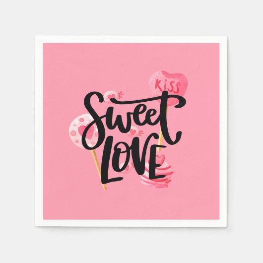 Sweet Love Valentijn typografie | Papieren Servett Servet (Voorkant)