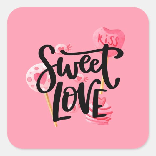 Sweet Love Valentijn Typografie | Sticker Seal (Voorkant)