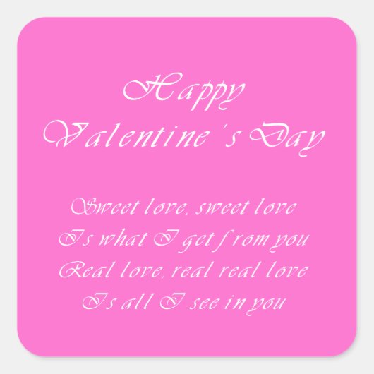 Sweet love Valentijnsdag Vierkante Sticker (Voorkant)