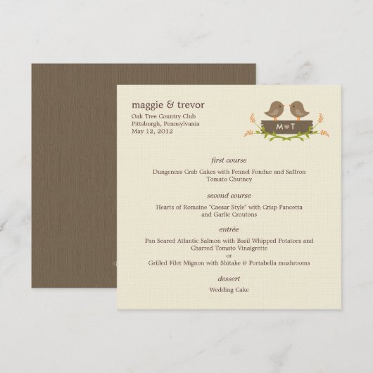 Sweet Love Weddenschap Menu Card (Voorkant / Achterkant)