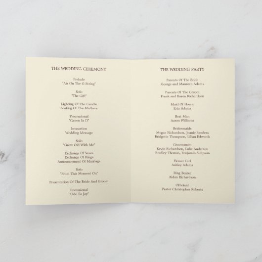 Sweet Love Wedding Program Kaart (Binnen)