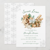 Sweet Love Winter Vakantie Bruids Douche Uitnodigi Kaart (Voorkant / Achterkant)