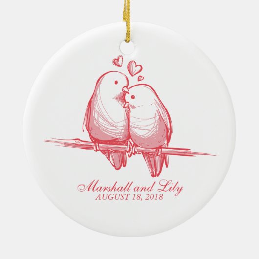 Sweet Lovebird Valentijn Wedding | Versiering Keramisch Ornament (Achterkant)