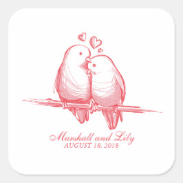 Sweet Lovebirds Valentijn Bruiloft Sticker Seal