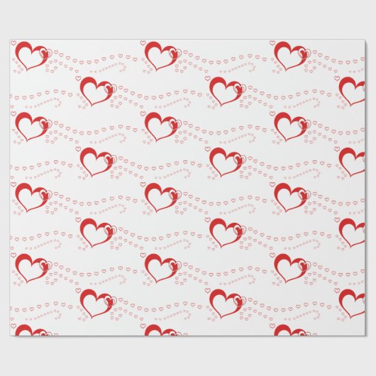Sweet Lovely Romantic Red Hearts Cadeaupapier (Vlak)