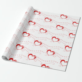 Sweet Lovely Romantic Red Hearts Cadeaupapier
