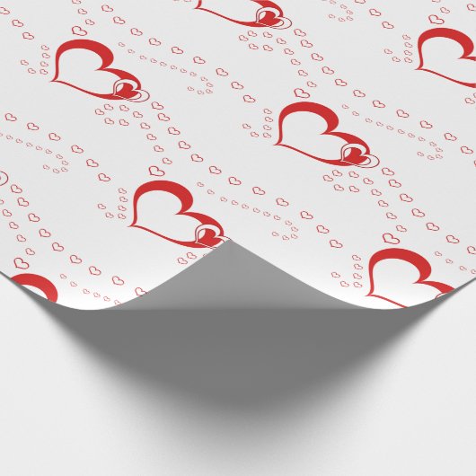 Sweet Lovely Romantic Red Hearts Cadeaupapier (Hoek)