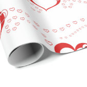Sweet Lovely Romantic Red Hearts Cadeaupapier (Rol Hoek)
