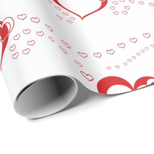 Sweet Lovely Romantic Red Hearts Cadeaupapier (Rol Hoek)