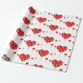 Sweet Lovely Romantic Red Hearts Cadeaupapier