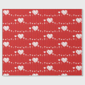 Sweet Lovely Romantic Red White Hearts Cadeaupapier (Vlak)
