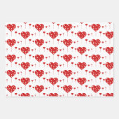 Sweet Lovely Romantic Red White Hearts Inpakpapier Vel (Voorkant 3)