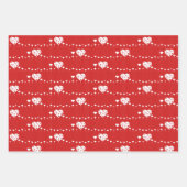 Sweet Lovely Romantic Red White Hearts Inpakpapier Vel (Voorkant)