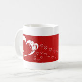 Sweet Lovely Romantic Red White Hearts Koffiemok (Voorkant links)