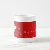 Sweet Lovely Romantic Red White Hearts Koffiemok (Center)