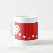 Sweet Lovely Romantic Red White Hearts Koffiemok (Voorkant links)