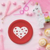 Sweet Lovely Romantic Red White Hearts Papieren Bordje (Feest)