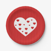 Sweet Lovely Romantic Red White Hearts Papieren Bordje (Voorkant)