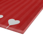 Sweet Lovely Romantic Red White Hearts Snijplank (Hoek)