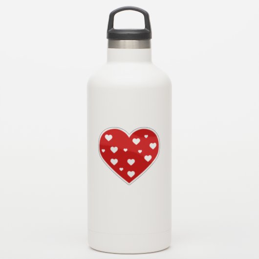 Sweet Lovely Romantic Red White Hearts Sticker (Waterfles)