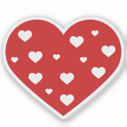 Sweet Lovely Romantic Red White Hearts Sticker (Voorkant)