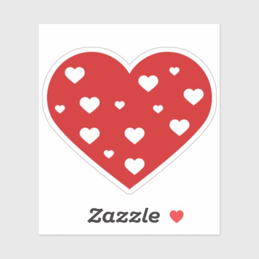 Sweet Lovely Romantic Red White Hearts Sticker (Vel)